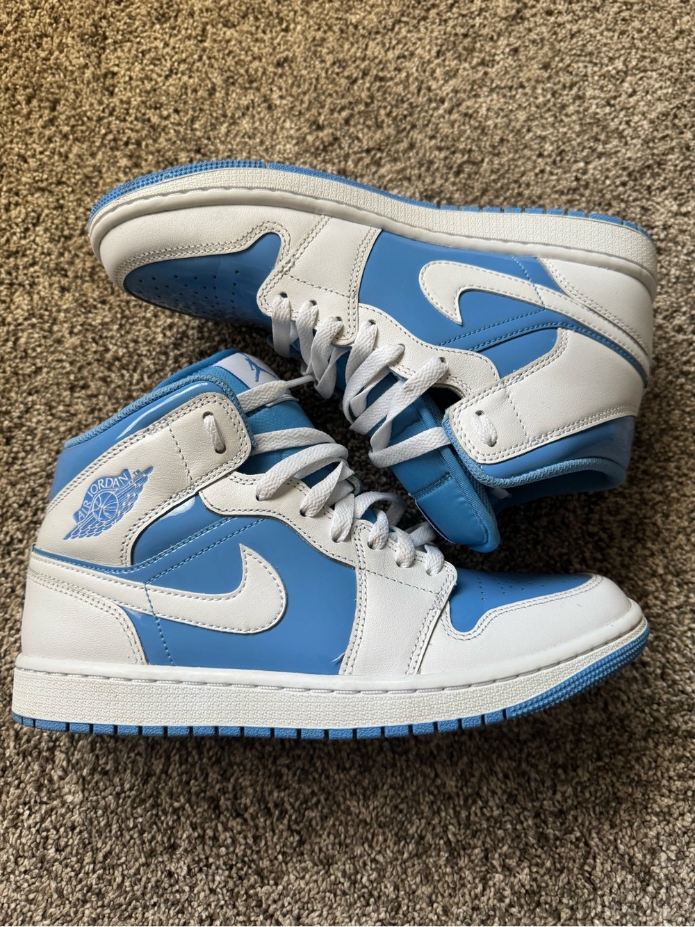 Jordan Mid-Top Sneakers in White and Light Blue